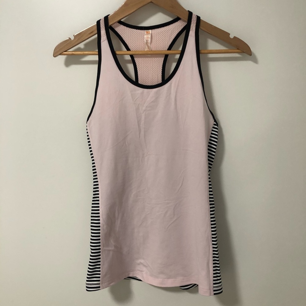 Lucy Small Pink Black Striped Tank Top Yoga Run